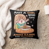 アニメのラーメンやスケッチGiが大好きな女の子 クッション (ブランケット)