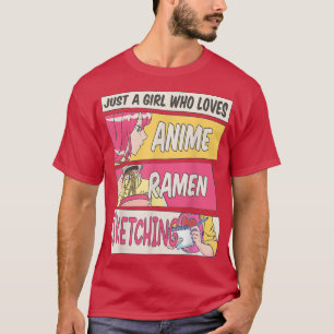 アニメのラーメンやスケッチGiが大好きな女の子 Tシャツ