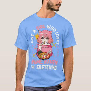 アニメのラーメンやスケッチGiが大好きな女の子 Tシャツ
