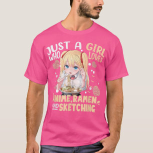 アニメのラーメンやスケッチGiが大好きな女の子 Tシャツ
