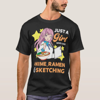 アニメのラーメンを愛し、Drをスケッチする女の子だ。 Tシャツ