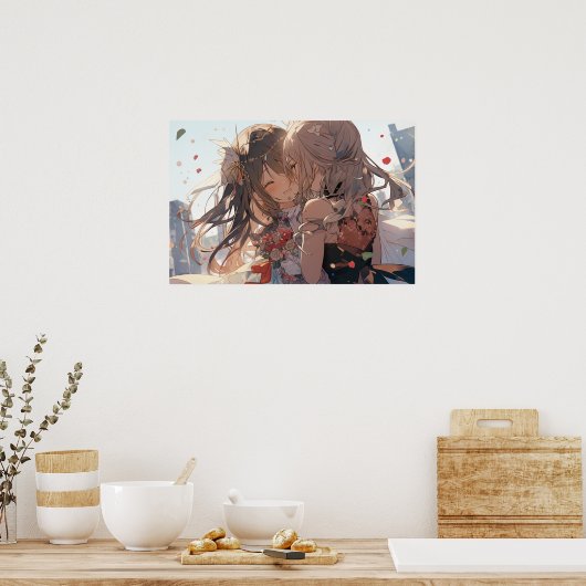 アニメのレズビアンのダウンタウン結婚夏 ポスター (キッチン)