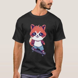 アニメのレッドパンダ スケートボード Tシャツ