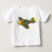 アニメのレトロな戦闘飛行機 ベビーTシャツ (正面)