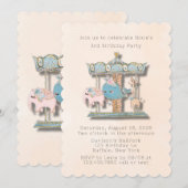 アニメの動物のカルーセル誕生日パーティー 招待状 (正面/裏面)