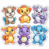 アニメの動物のステッカーの素晴らしいセット シール (正面)