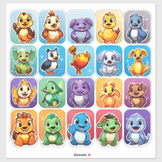 アニメの動物のステッカーの面白いセット シール (シート)