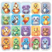 アニメの動物のステッカーの面白いセット シール (正面)