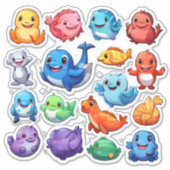 アニメの動物のステッカーの鮮やかなセット シール (正面)