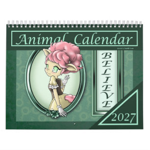 アニメの動物 2027年 ポジティブな言葉 カレンダー
