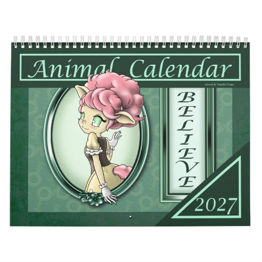 アニメの動物 2027年 ポジティブな言葉 カレンダー (カバー)