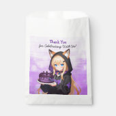 アニメの可愛い女の子とドラゴンの娘の誕生日パーティー フェイバーバッグ (正面)