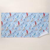 アニメの商業用飛行機シームレスパターンファブ ビーチタオル (正面)