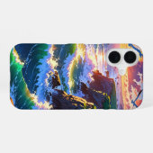 アニメの夏 海辺の夕日 iPhone 16ケース (裏面横)