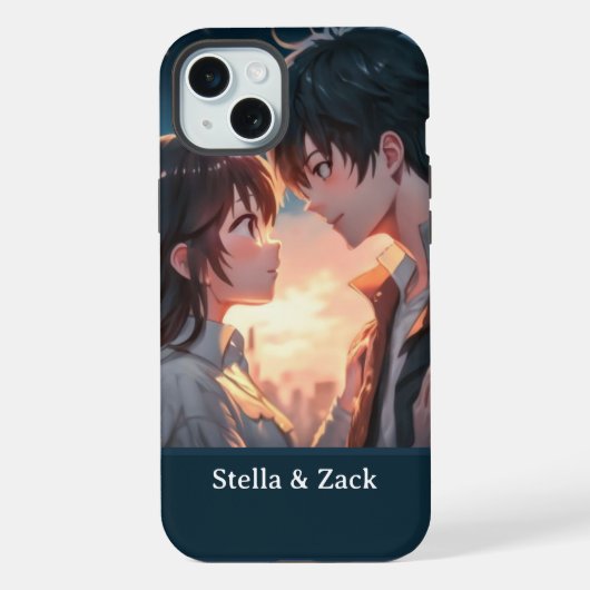 アニメの夕日カップル iPhoneケース (裏面)
