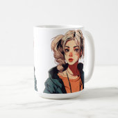 アニメの夢：ベージュの髪の美女 コーヒーマグカップ (正面右)