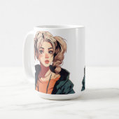 アニメの夢：ベージュの髪の美女 コーヒーマグカップ (正面左)