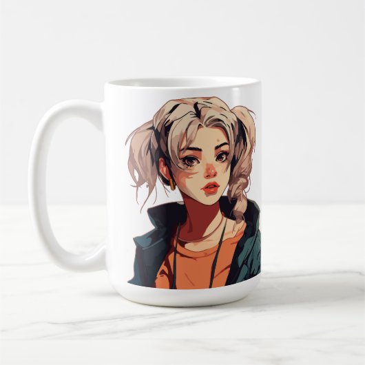アニメの夢：ベージュの髪の美女 コーヒーマグカップ (左)