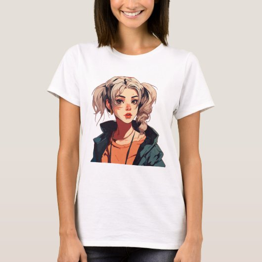 アニメの夢：ベージュの髪の美女 Tシャツ (正面)