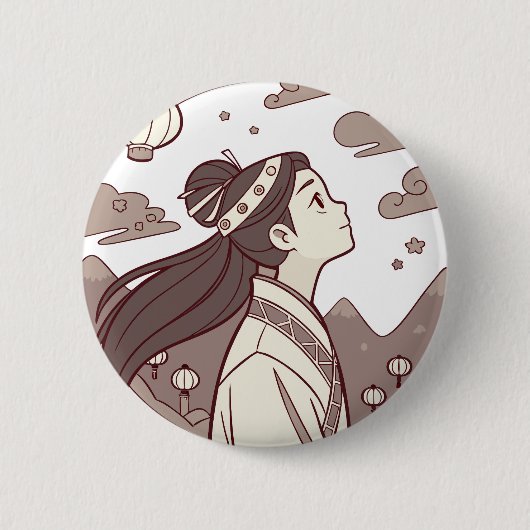 アニメの女の子が可愛いプレゼント✨☁️🗻🏮 缶バッジ (正面)