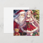 アニメの女の子とサンタ・クリスマス シーズンカード (正面/裏面)