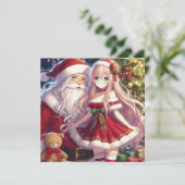 アニメの女の子とサンタ・クリスマス シーズンカード (スタンド正面)