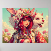 アニメの女の子とファンタジーの生き物、ポストクロス ポスター (正面)