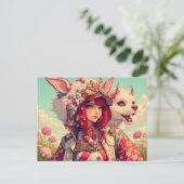 アニメの女の子とファンタジーの生き物、ポストクロス ポストカード (スタンド正面)