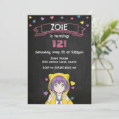 アニメの女の子の平和ハートの誕生日 招待状 (スタンド正面)