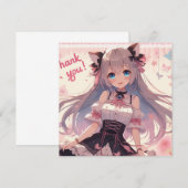 アニメの女の子の感謝カード サンキューカード (正面/裏面)