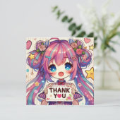 アニメの女の子 オーダーメイド サンキューカード (スタンド正面)
