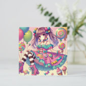 アニメの女の子 キャンディーの誕生日カード (スタンド正面)