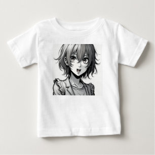 アニメの女の子 ダイナミックなアクションスタイルのキャラクターデザイン ベビーTシャツ