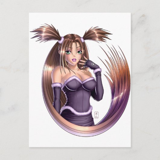 アニメの女の子 - ニッキー ポストカード (正面)