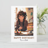 アニメの女の子 バースデーケーキ 招待状 (スタンド正面)