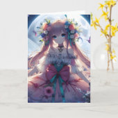アニメの女の子 花 月 フェアリー カード (黄色い花)
