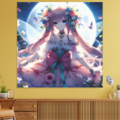 アニメの女の子 花 月 フェアリー キャンバスプリント (インサイチュ (リビング))