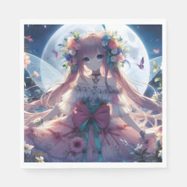 アニメの女の子 花 月 フェアリー スタンダードランチョンナプキン