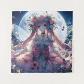 アニメの女の子 花 月 フェアリー タペストリー (正面)