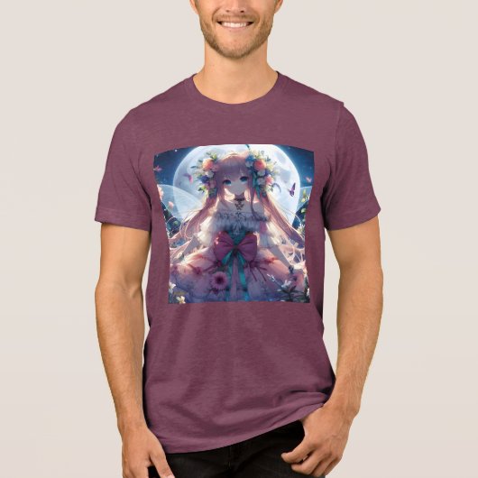 アニメの女の子 花 月 フェアリー トライブレンドTシャツ (正面)