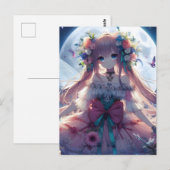 アニメの女の子 花 月 フェアリー ポストカード (正面/裏面)