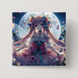 アニメの女の子 花 月 フェアリー 缶バッジ