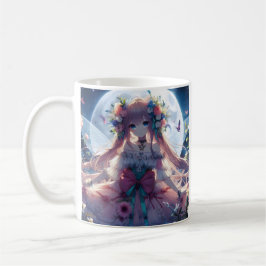 アニメの女の子 花 月 精霊 コーヒーマグカップ