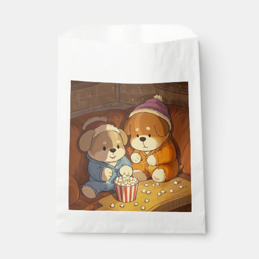 アニメの子犬たちとポップコーン フェイバーバッグ (正面)