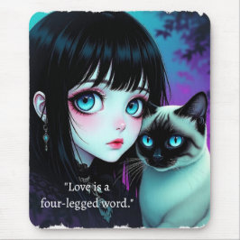 アニメの少女とシャム猫の名言  マウスパッド