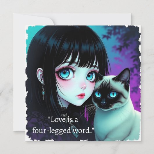 アニメの少女とシャム猫の引用 (正面)