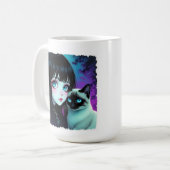 アニメの少女とシャム猫の引用 コーヒーマグカップ (正面左)