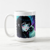 アニメの少女とシャム猫の引用 コーヒーマグカップ (左)