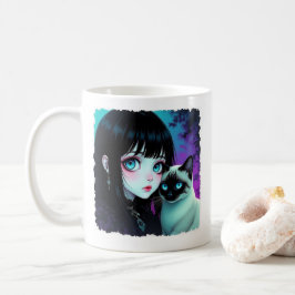  アニメの少女とシャム猫の引用 コーヒーマグカップ