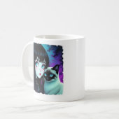 アニメの少女とシャム猫の引用 コーヒーマグカップ (正面左)